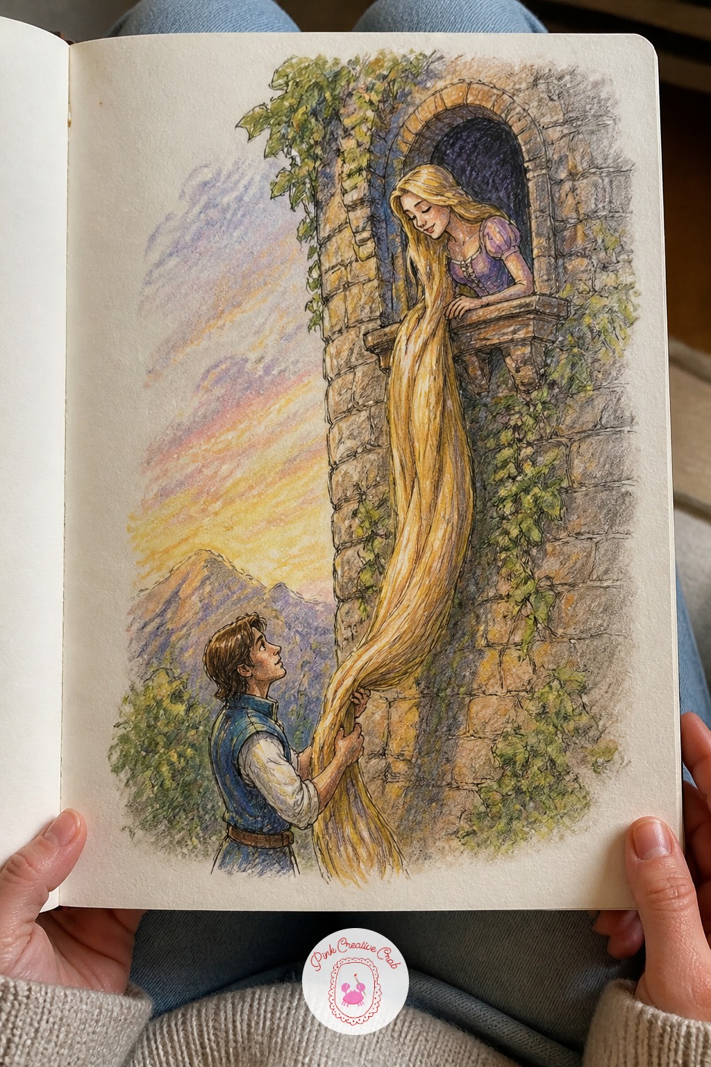 Rapunzel Letting Down Her Hair — Rapunzel letting down her hair from the tower window is really an exercise in one long, confident line, so this is a good