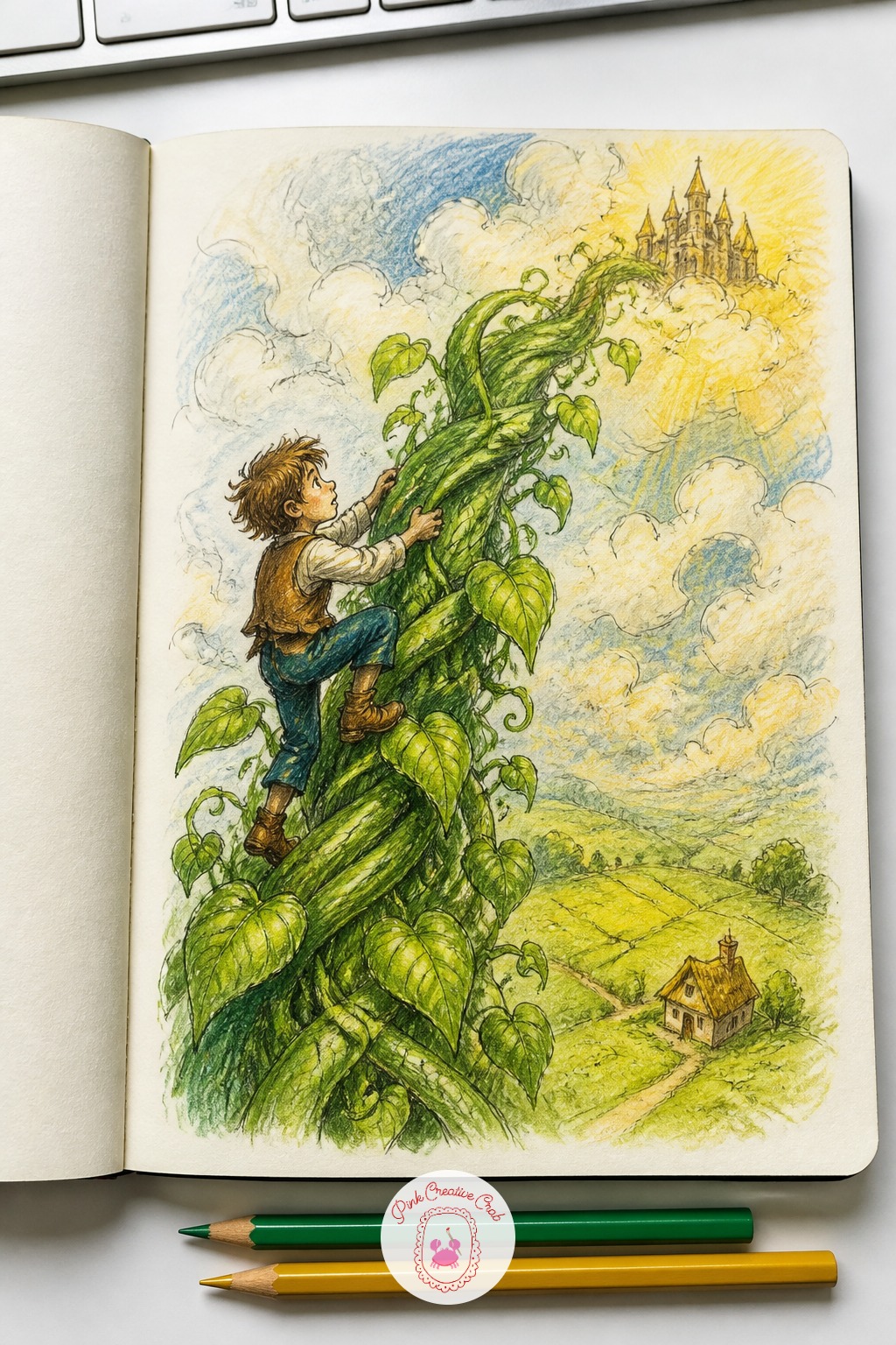 Jack Climbing the Beanstalk — Jack climbing the beanstalk is really a lesson in proportion more than anything else, since the whole joke of the story is scale.