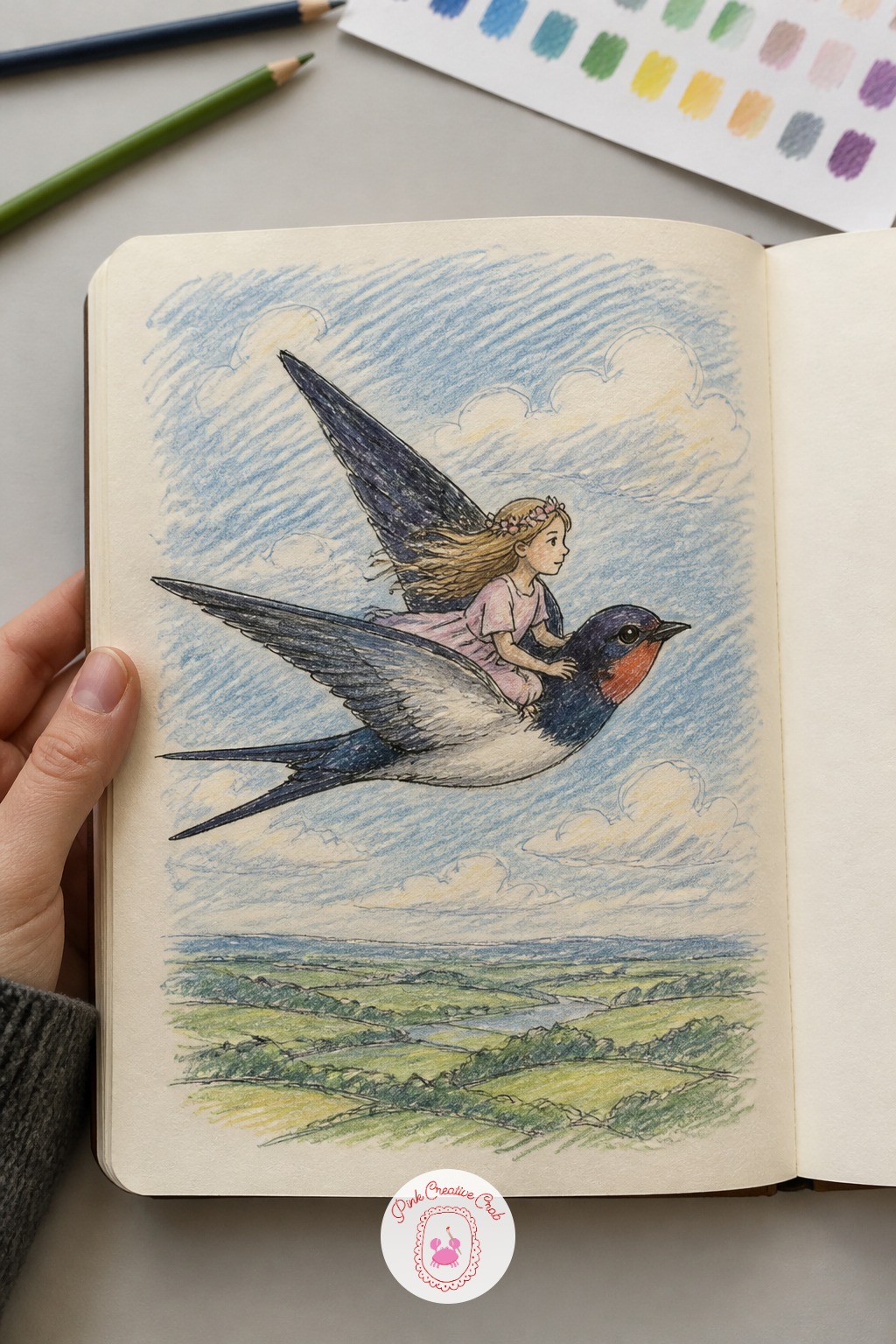 Thumbelina Riding the Swallow — Thumbelina riding the swallow is a gentle scale exercise after the sword fight of the last scene, since she needs to feel