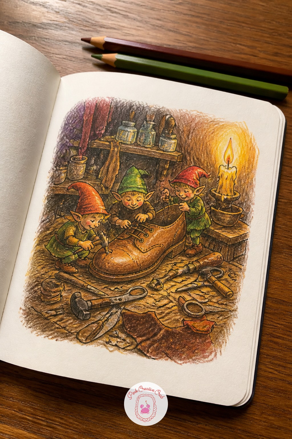 The Shoemaker and the Elves at the Workbench — The shoemaker and the elves at the workbench is a cosy night scene, so think about where your single light
