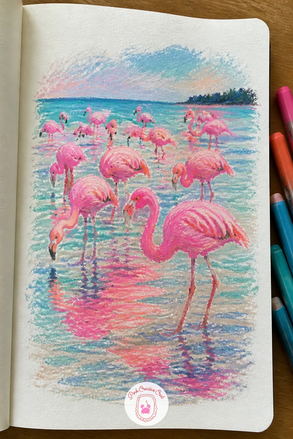 27 Oil Pastel Sketchbook Ideas of Tropical Islands and Their Wildlife