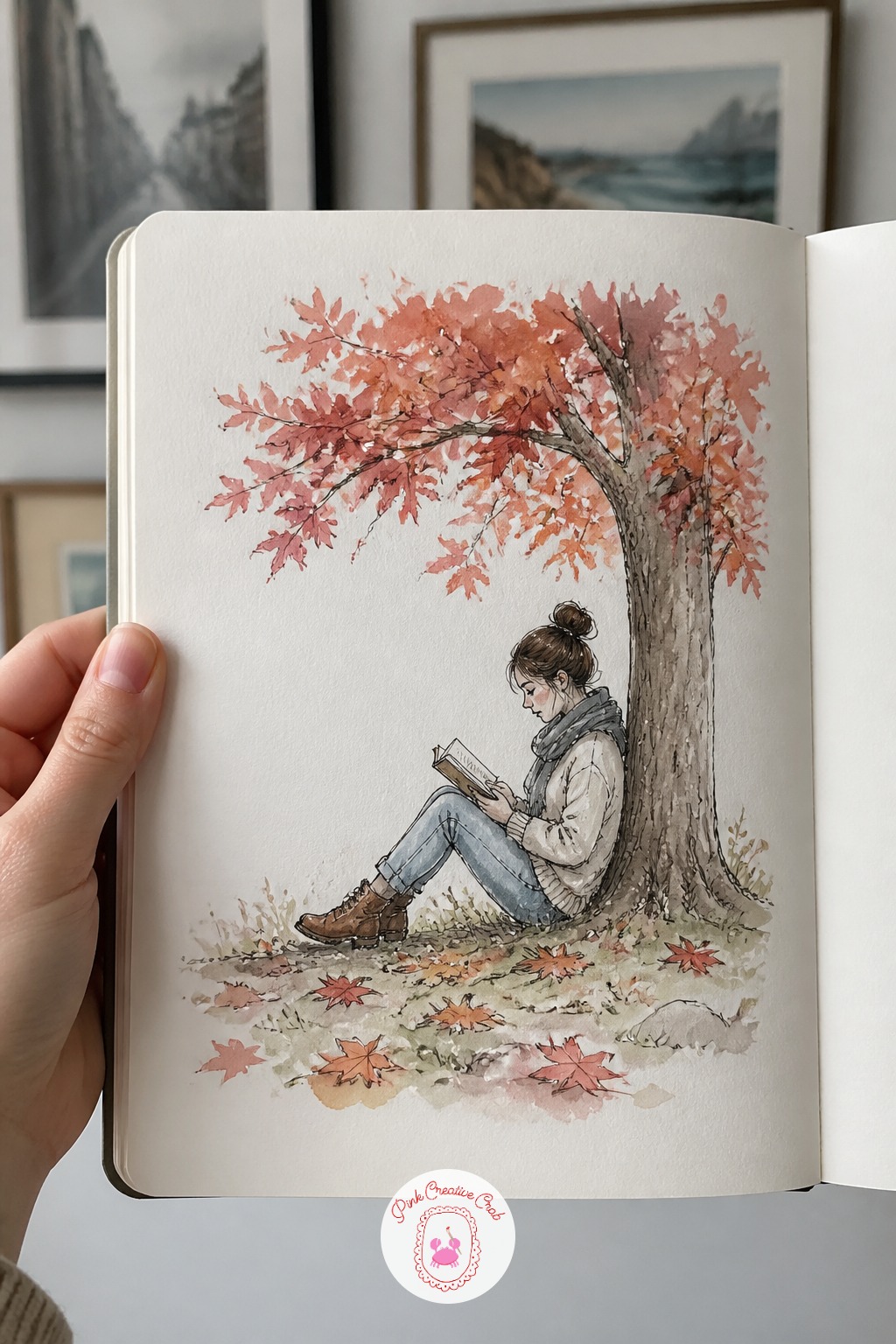 Girl Reading Under a Maple Tree — This quiet scene pairs well with the cozy corners explored in this autumn sketchbook roundup , since a reader tucked beneath