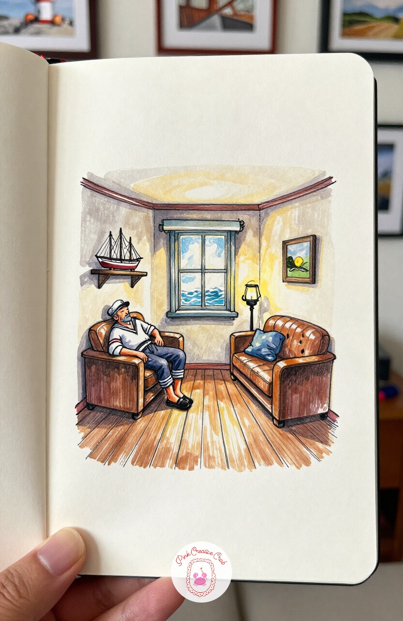 Lighthouse Keeper's Round Room — Carry that bold color confidence into a trickier shape: a lighthouse keeper's round living room, curved walls and all.