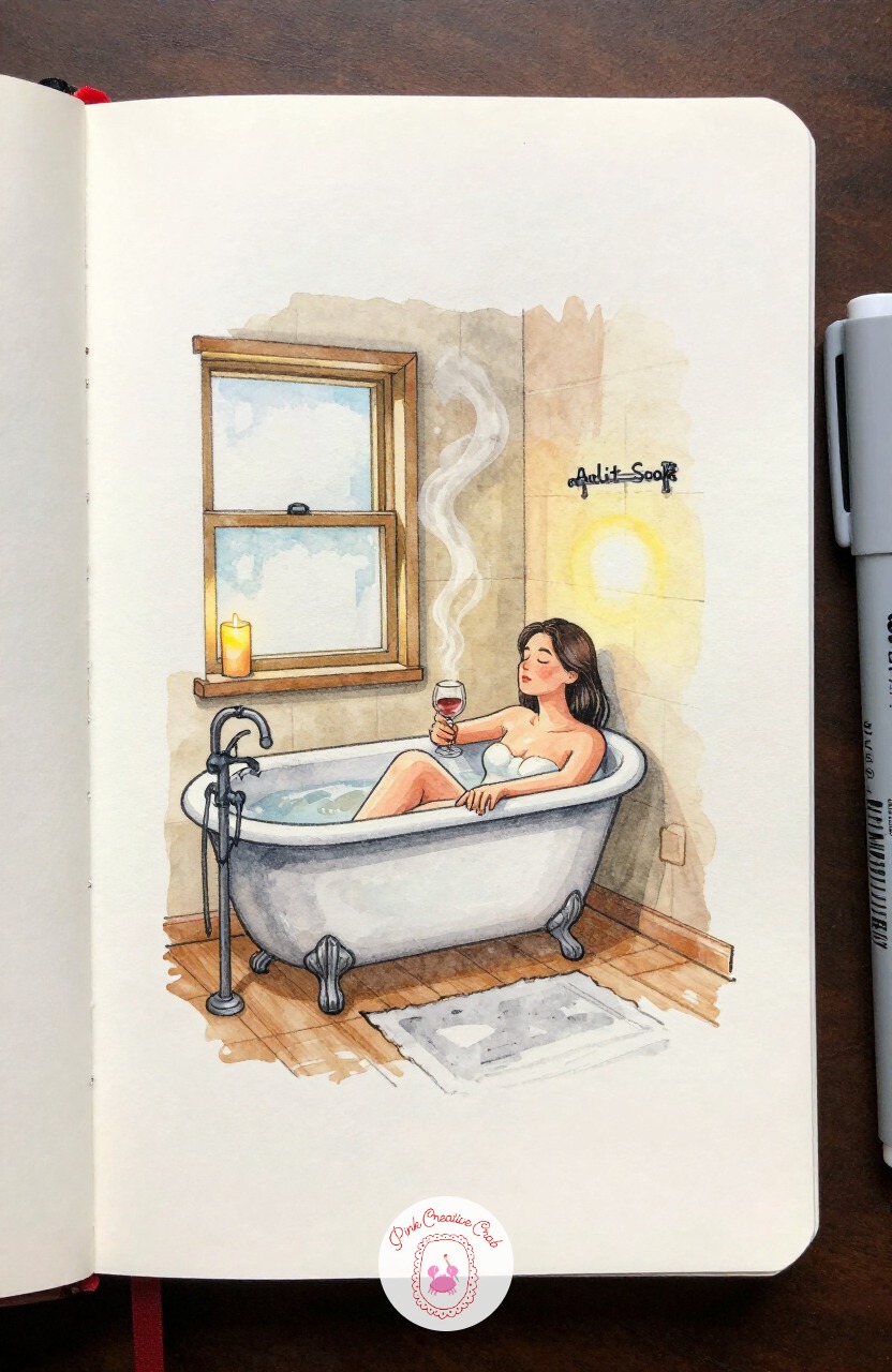 Candlelit Bathroom Soak — Move from the practical mudroom into a softer, steamier room: a clawfoot tub bathroom lit entirely by candles. Interior design