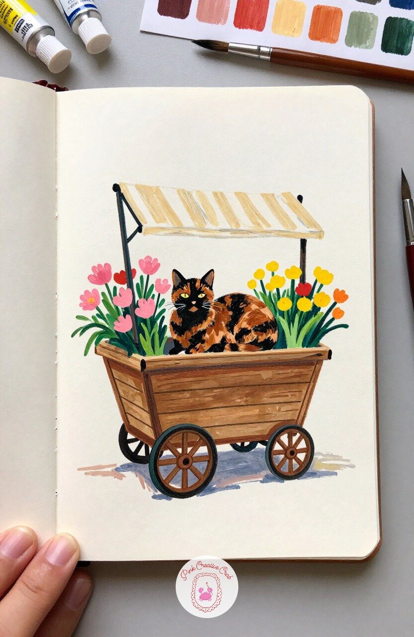 32 Cat Sketchbook Ideas of Cats in Bookshops, Gardens and Window Boxes