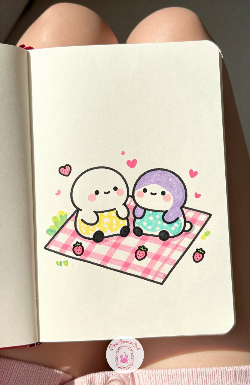 Mochi Siblings on a Picnic Blanket — Mochi Siblings on a Picnic Blanket is about getting the edges of the mochi soft and a little squishy looking, which is the