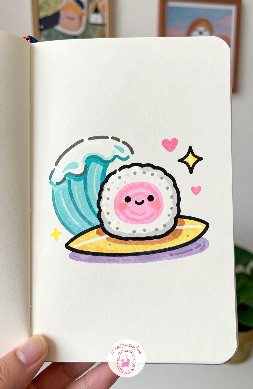 Sushi Roll Surfing a Soy Sauce Wave — Sushi Roll Surfing a Soy Sauce Wave lets you try the dry brush trick with your marker, dragging a nearly empty nib