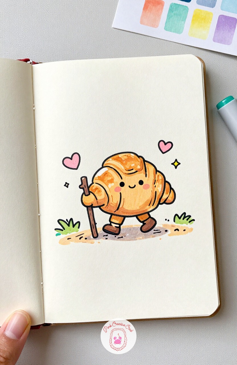 Croissant Hiking With a Walking Stick — Croissant Hiking With a Walking Stick is a good moment to fix the usual mistake with this shape, which is drawing the