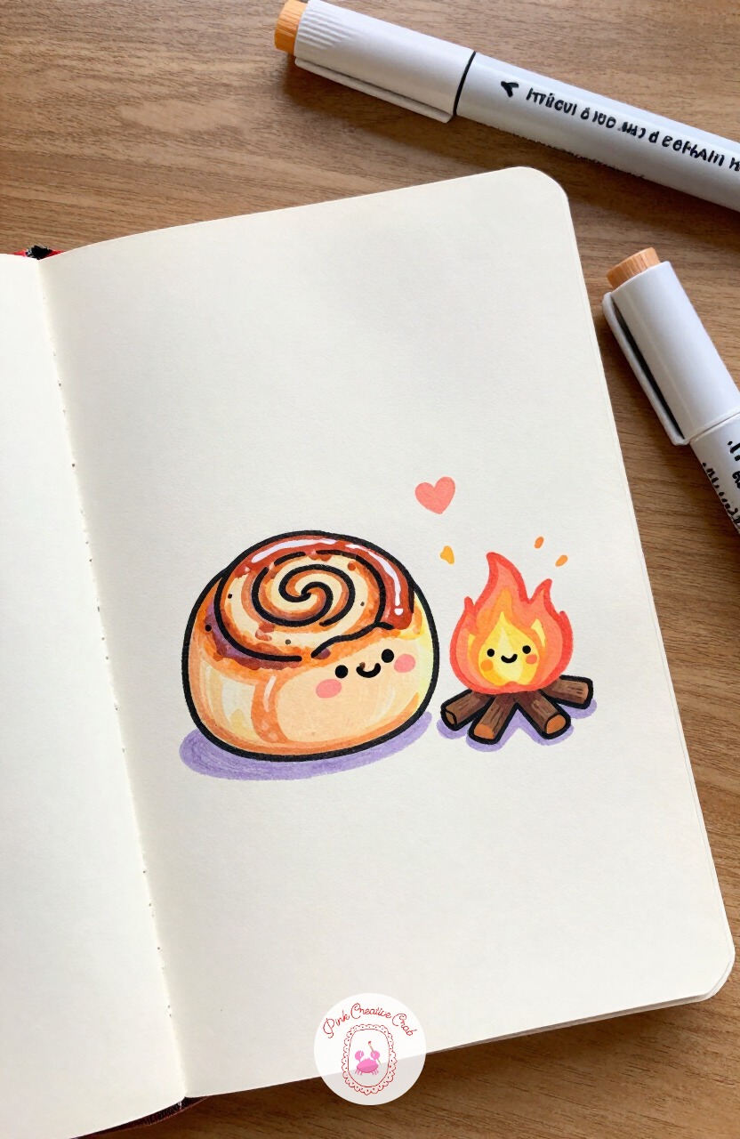 Cinnamon Roll Curled Up by a Campfire — Cinnamon Roll Curled Up by a Campfire asks you to get the spiral right before anything else, since the whole charm of