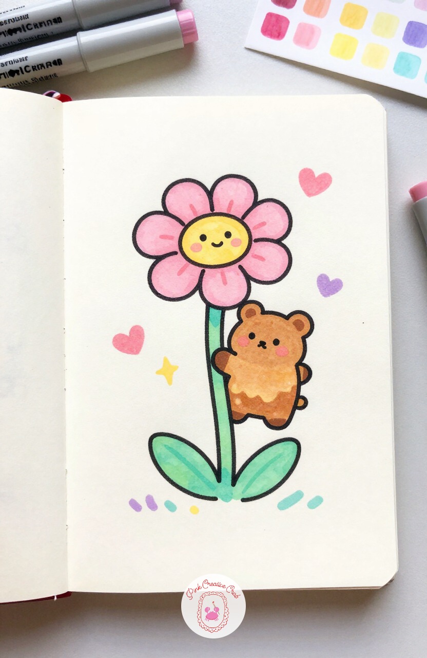 Honey Pot Bear Climbing a Flower Stem — Honey Pot Bear Climbing a Flower Stem combines a round pot shape with a tall thin stem, so measure the stem at about