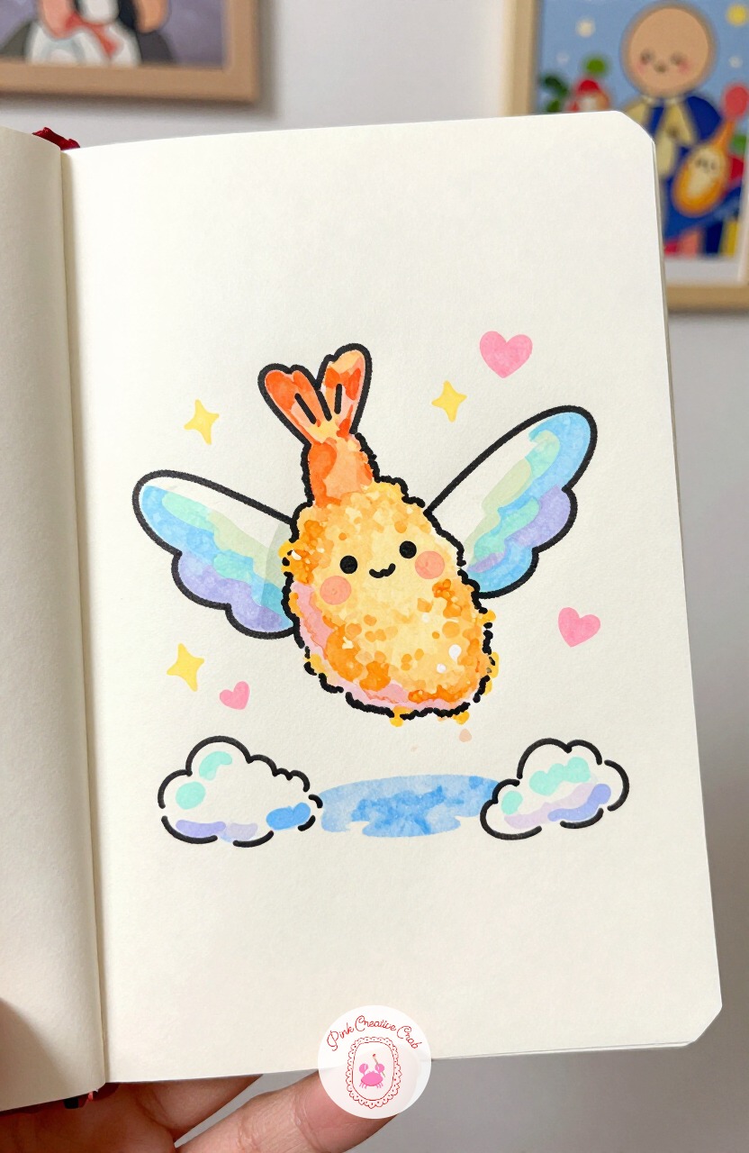 Tempura Shrimp Hang Gliding — Tempura Shrimp Hang Gliding is a fun stretch for perspective, since the character needs to look like it is floating above the