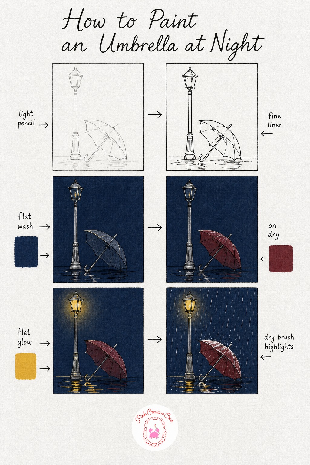 16 Gouache Painting Tutorial Step by Step Lessons for Lit Windows and Lantern Streets