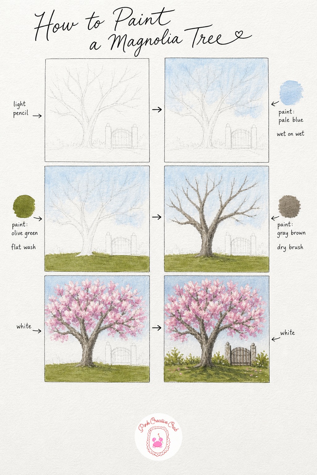 16 Trees and How to Paint Them Step by Step Through Every Season