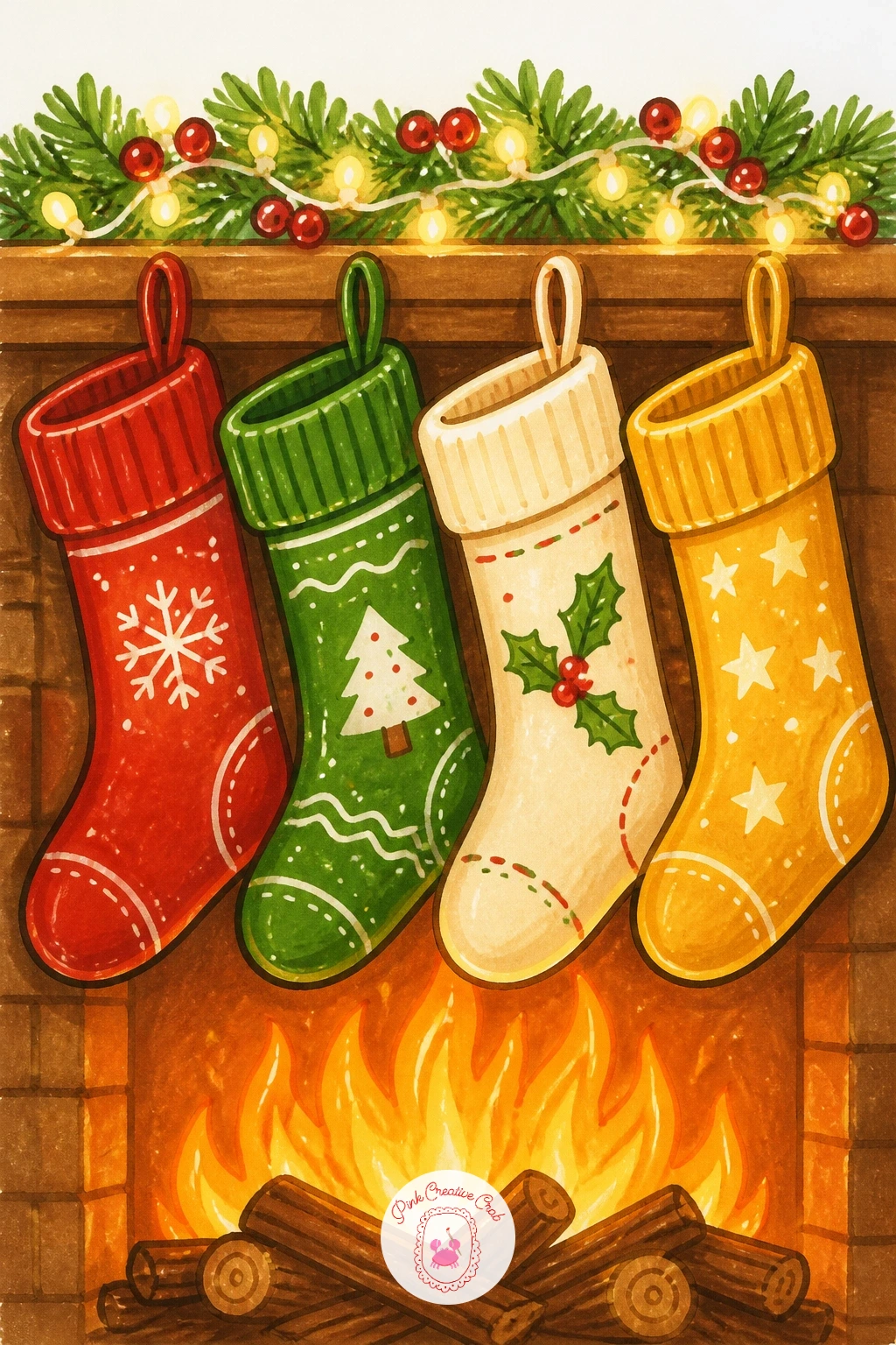 Stockings Lined Up By The Fire — Start simple with the stockings themselves, lined up along a mantel before anyone else is even awake. Christmas day drawing