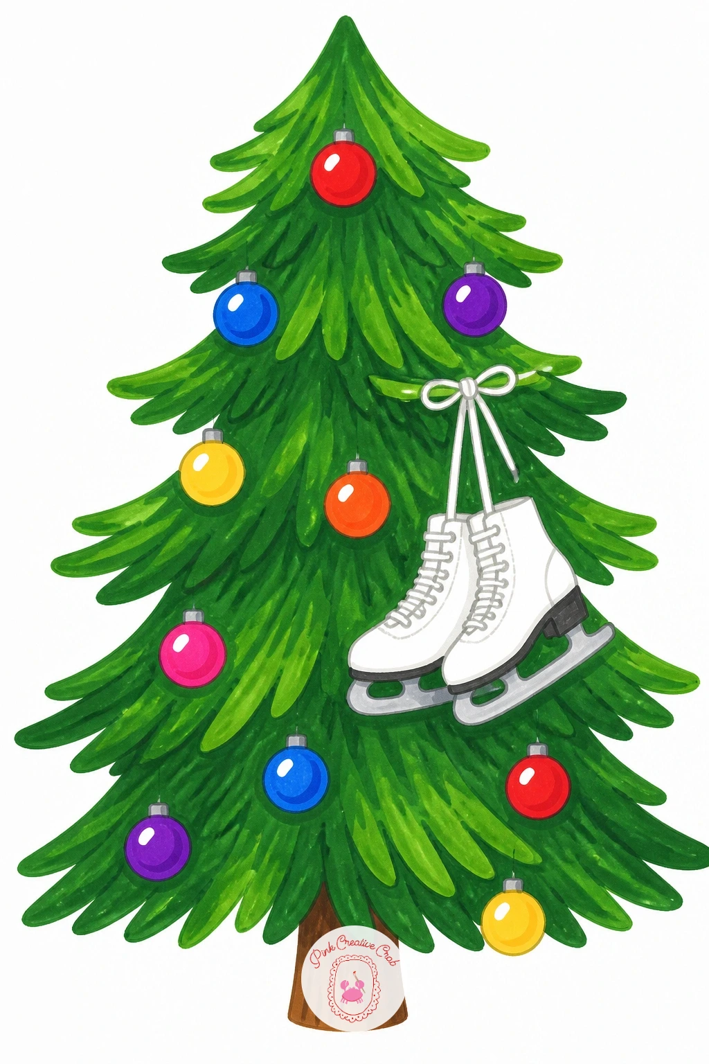 Tree With Ice Skates Hanging On It — Follow the town square idea with a smaller, cozier version: a tree decorated not with baubles but with a pair of ice