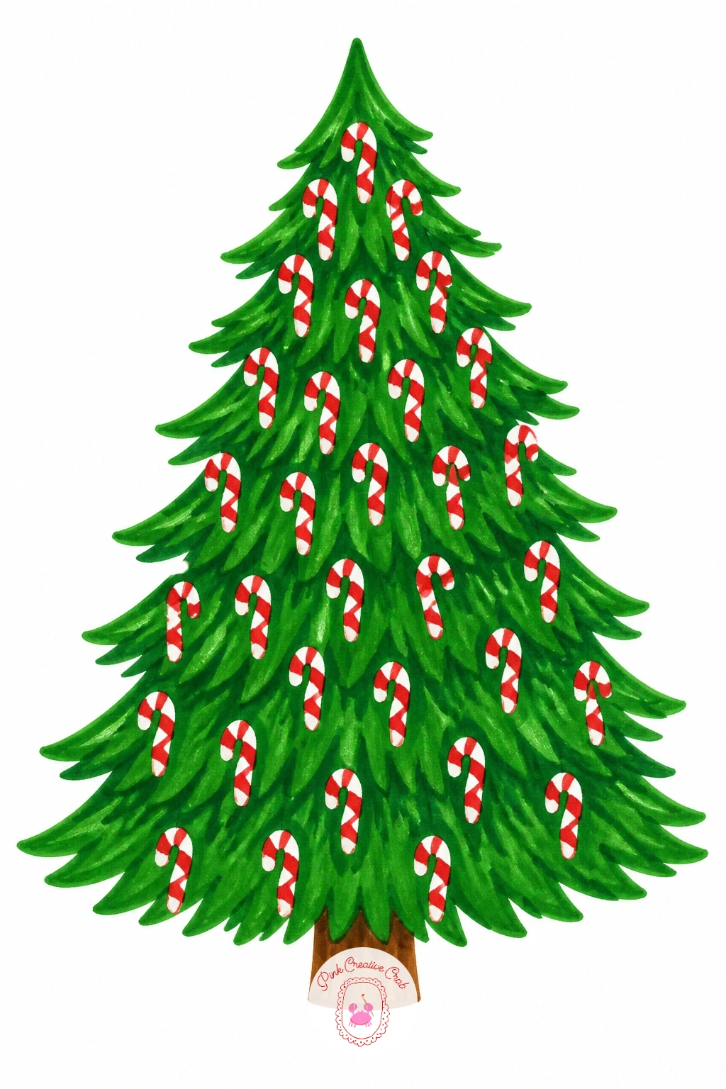 Tree Decorated With Candy Canes — Return to a classic decoration with a tree hung entirely in candy canes instead of round baubles, a fun pattern exercise for