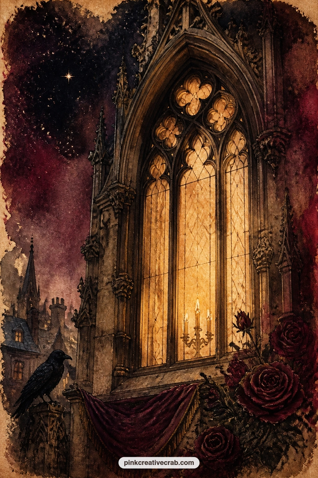36 Free Gothic Christmas Junk Journal Pages in Black, Burgundy and Antique Gold