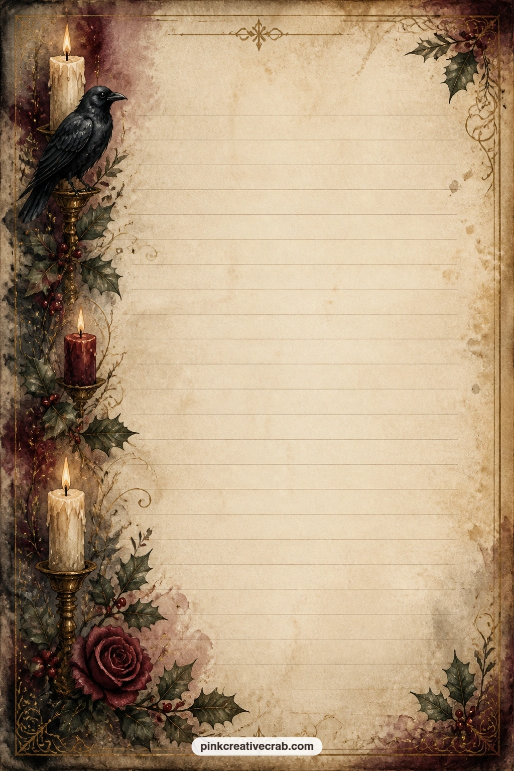 A Gift List For Dark December printable page — Write your gift list for dark December here, or a short shopping list for the feast, the faint ruled lines