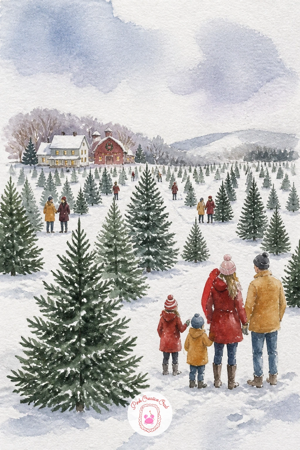 Christmas Tree Farm — Rows of trees again, but this time upright rather than vined, so plant them with a simple proportion check: pick your tallest, nearest