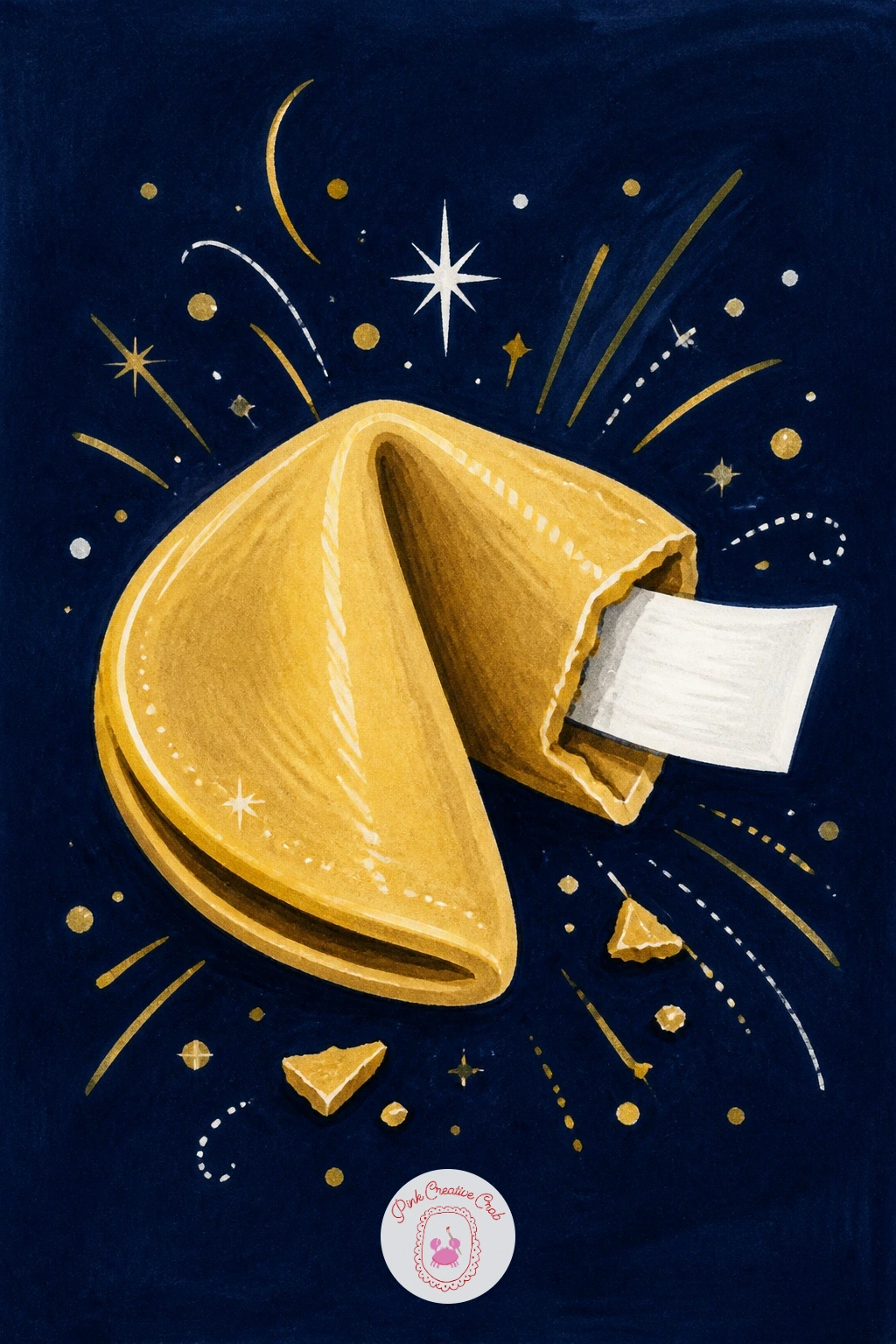 Fortune Cookie With A New Year Wish — Slow right down with a single fortune cookie, cracked open to reveal a tiny New Year wish inside. New year drawing ideas