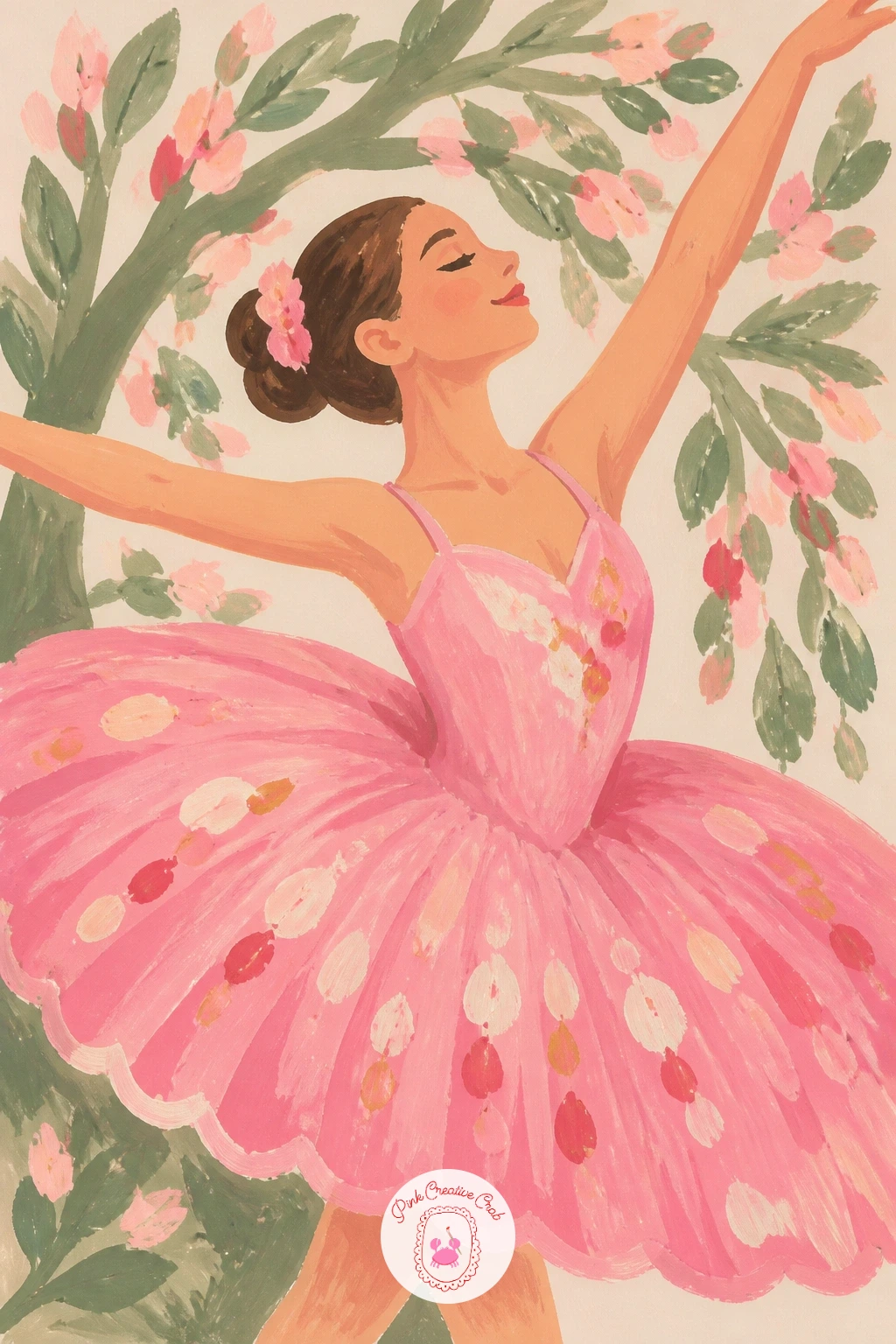 Ballerina In A Pink Tutu Twirling By The Tree — Bring some movement in with a ballerina in a pink tutu, caught mid-twirl beside the tree. Pink christmas