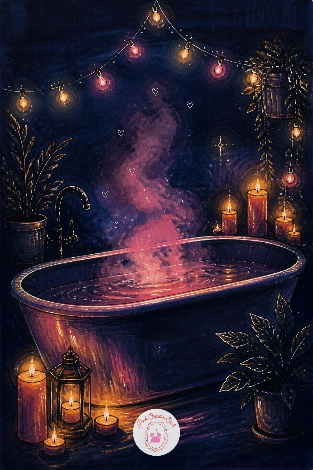 Bathtub With Fairy Lights and Candles — Slow right down for a cozy bathtub surrounded by fairy lights and candles, pure quiet indulgence. Christmas lights