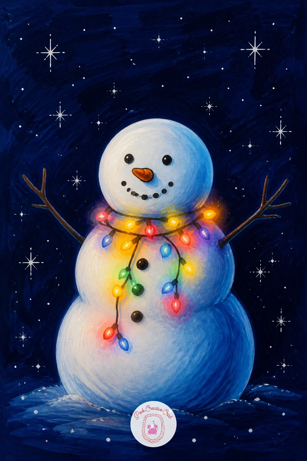 Snowman With a Light Scarf — Bring back a classic figure with a twist: a snowman wearing a string of lights as a scarf instead of the usual knit one. Christmas