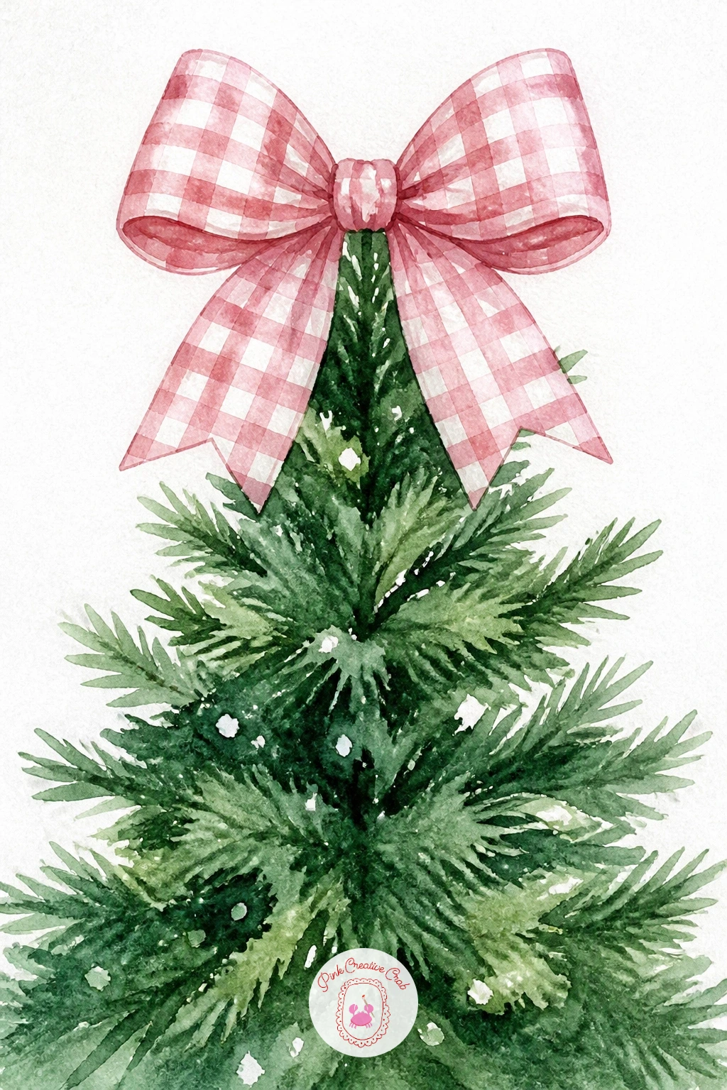 Gingham Bow Atop a Christmas Tree — Swap the usual star for this gingham bow perched right at the top of a Christmas tree, a fun twist once the velvet door bow