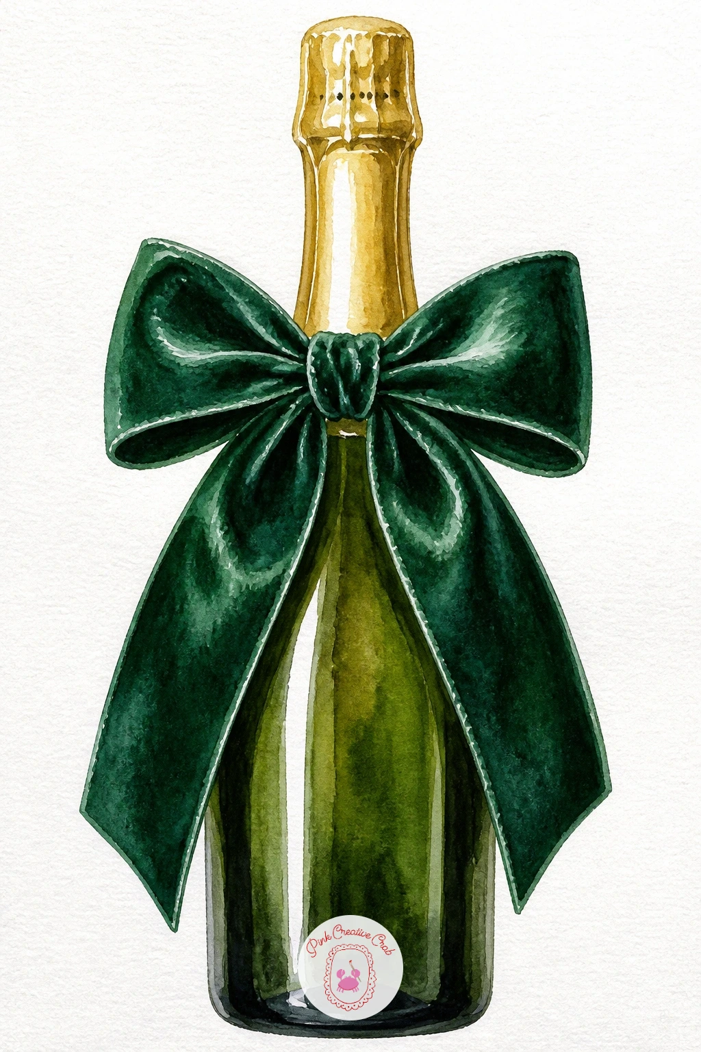 Velvet Bow Around a Champagne Bottle — Trade boxes for glass with a velvet bow tied around the neck of a champagne bottle, a lovely one for a New Year's page
