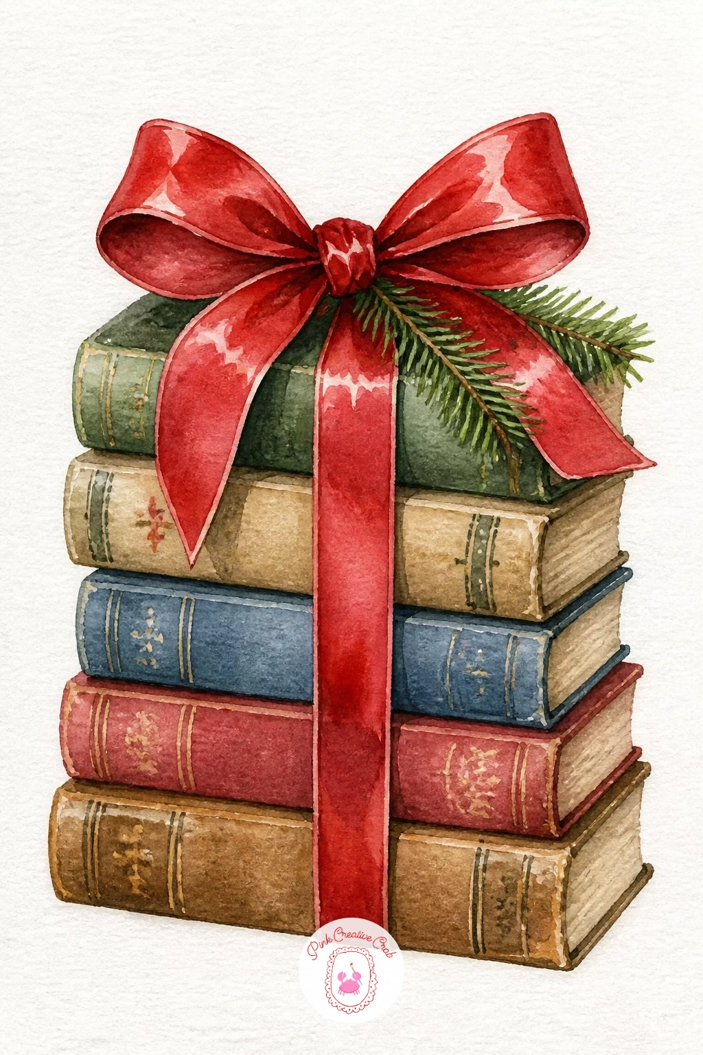 Bow Tied Around a Stack of Books — Move from a figure to a quieter still life with a bow tied around a stack of old books, lovely for anyone who loves a