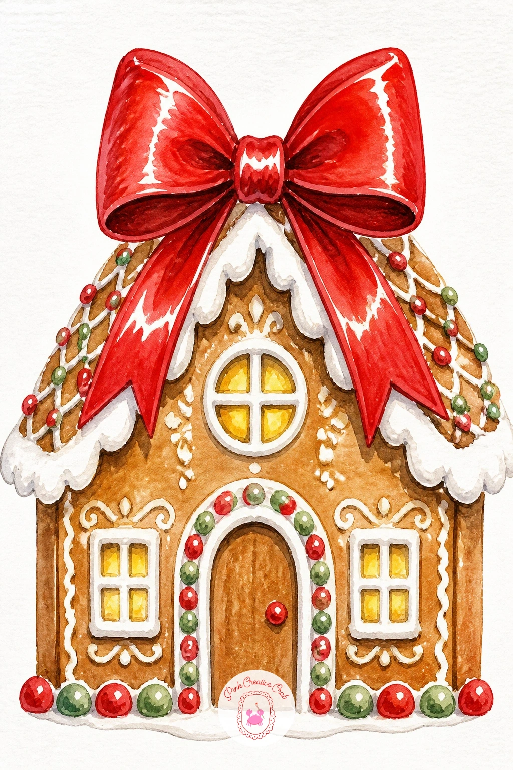 Bow Tied on a Gingerbread House — Bring back some sweetness with a bow tied onto the roof peak of a gingerbread house, sitting in place of the usual candy cane