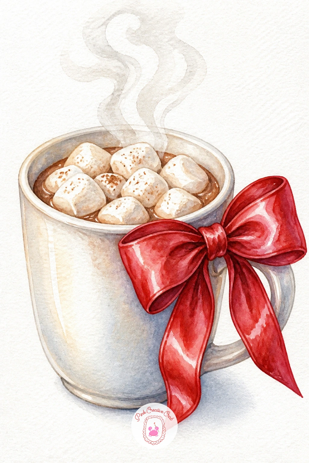 Bow Tied Around a Mug of Cocoa — Settle into something small and warm with a bow tied around the handle of a mug filled with cocoa. Christmas bow drawing