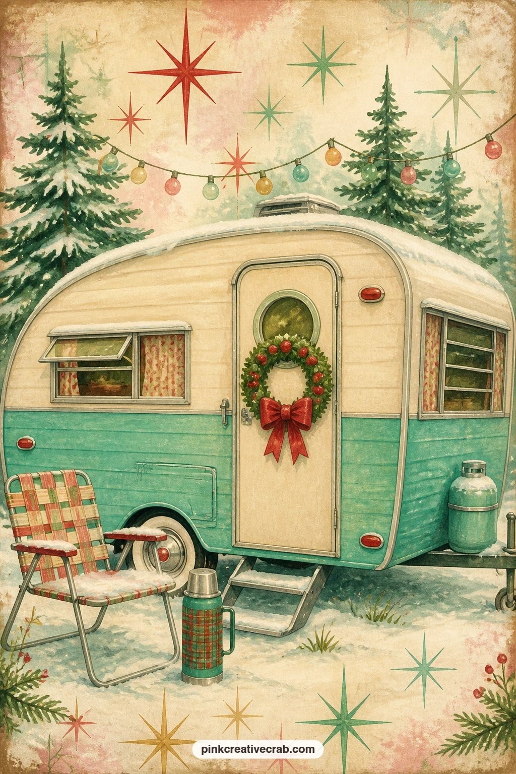 23 Free Retro Christmas Junk Journal Pages in a Playful 1950s and 1960s Style
