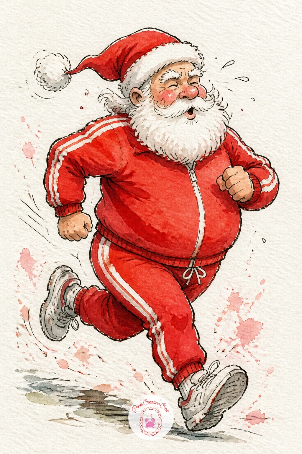 Santa Jogging In A Tracksuit — Switch Santa into a red tracksuit, mid-jog with a slight sweatband and a determined, very unfit expression. Christmas