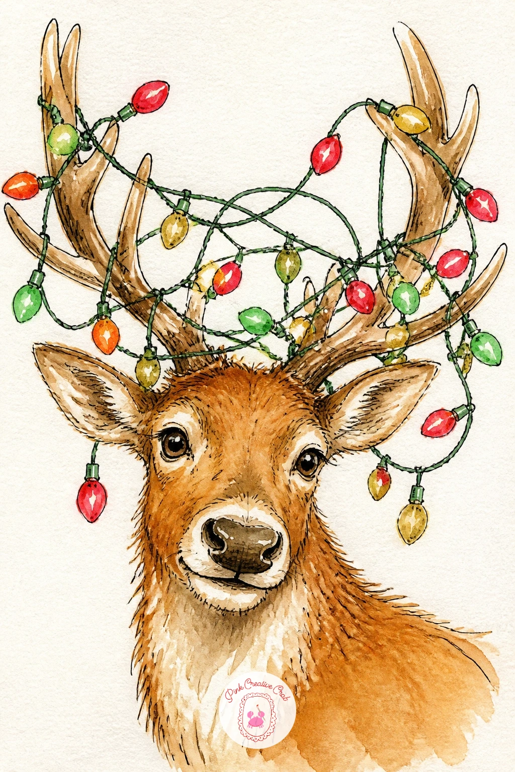 Reindeer With Tangled Christmas Lights — Finish the set with a reindeer thoroughly wrapped in a string of fairy lights, bulbs tangled around every antler