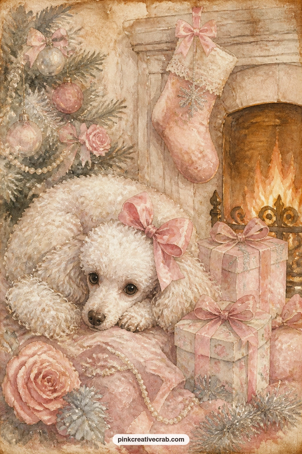 36 Free Printable Christmas Junk Journal Pages in Pink, Cream and Silver