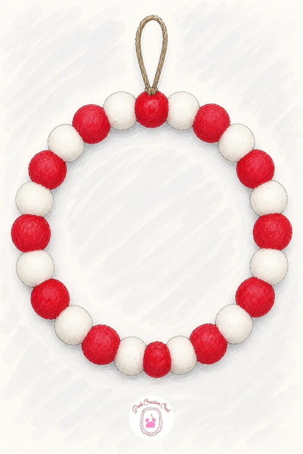 Red and White Felt Ball Wreath — Return to a cozier texture with a red and white felt ball wreath, which is quicker than the pom pom version since felt balls