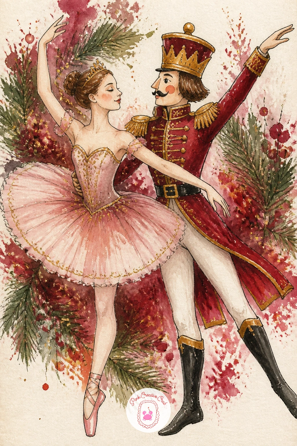 Ballerina and the Nutcracker Prince — Step into the ballet proper with a ballerina dancing with a nutcracker prince, the first scene here with two full figures