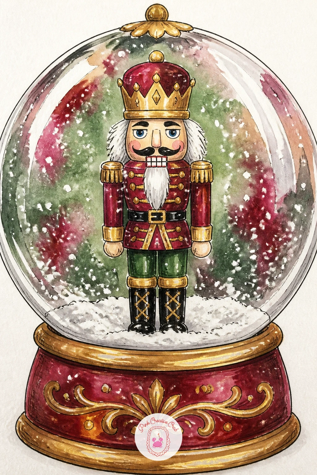 Nutcracker in a Snow Globe — Add a bit of whimsy with a nutcracker in a snow globe, a scene that plays with containing the whole figure inside a circle rather