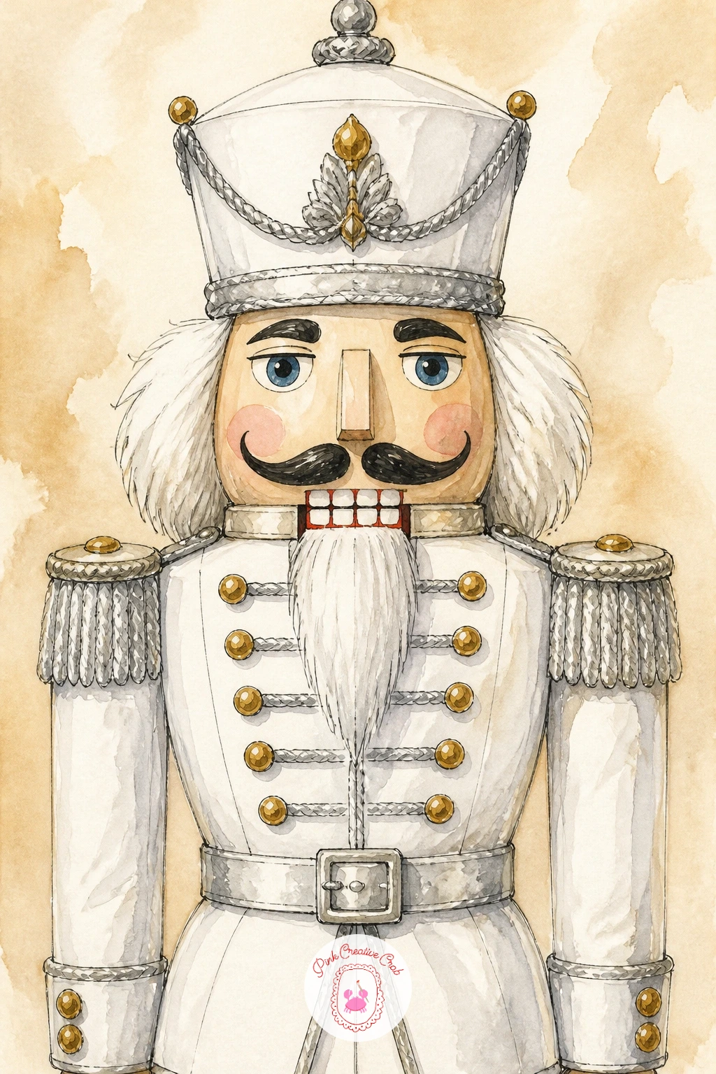 Nutcracker in White and Silver — Switch the trim for a nutcracker in a white uniform with silver details, a cooler variation that still belongs in this opulent