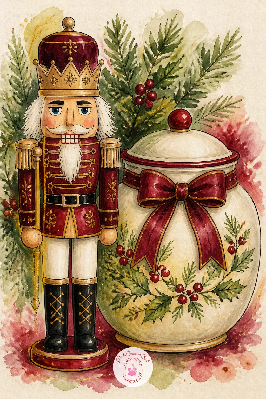 Nutcracker Guarding a Cookie Jar — Return to a smaller still life with a nutcracker guarding a cookie jar, a cozy kitchen pairing that works well as a quick