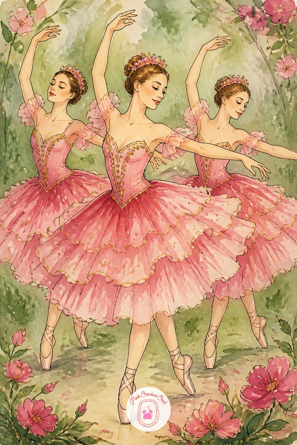 Waltz of the Flowers in Pink — Take on another full ballet scene with the Waltz of the Flowers with dancers in pink, a softer group piece than the snowflake