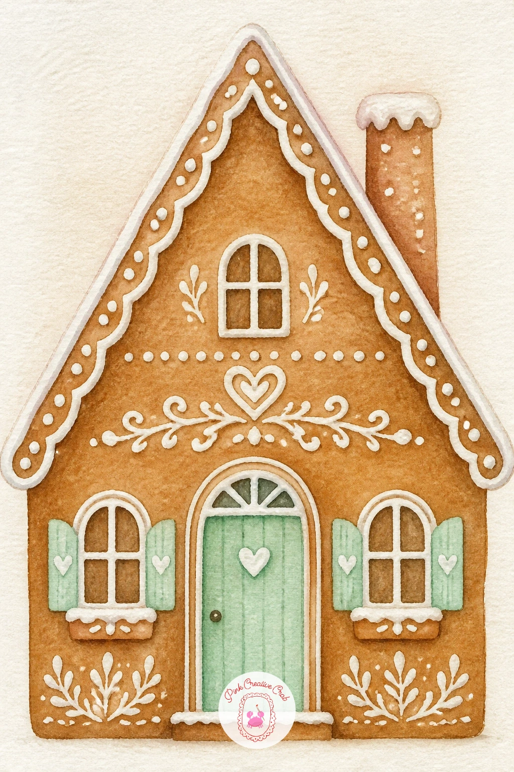 Scandi Gingerbread Cabin — Following the pink house, try something quieter: a Scandi gingerbread cabin with simple white lines instead of heavy icing.