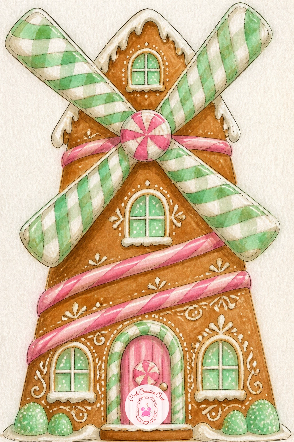 Gingerbread Windmill With Candy Blades — Try a rounder structure next with a gingerbread windmill with candy blades turning against the sky. Gingerbread house