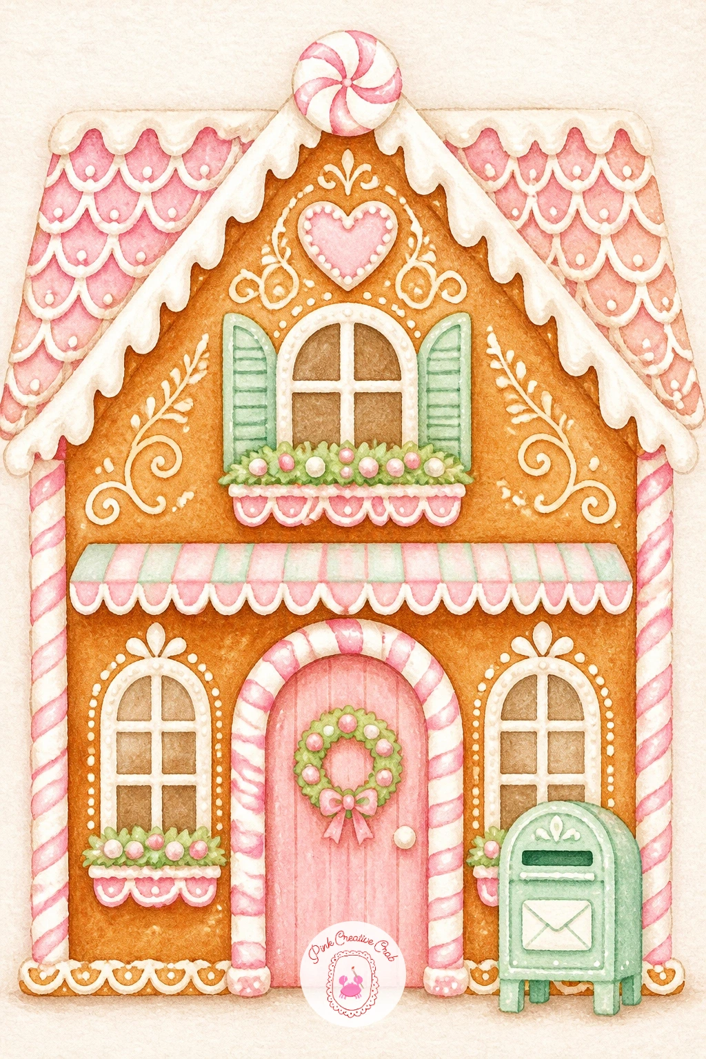 Gingerbread Post Office — Settle back into the village with a gingerbread post office, a simple square building given character by its signage and a small
