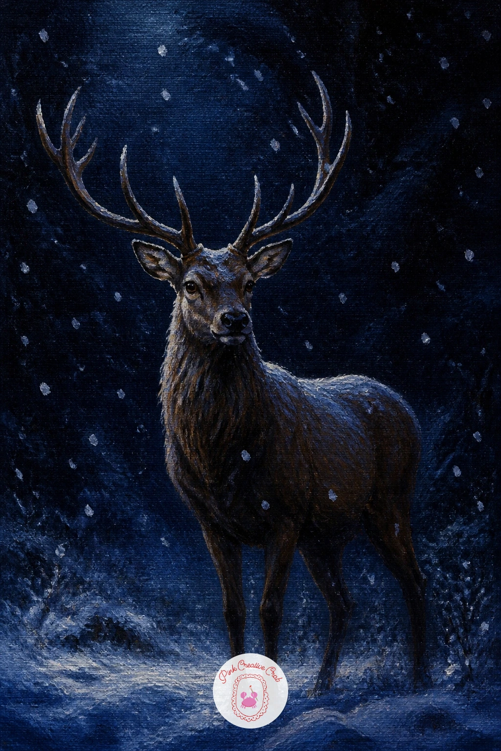 32 Christmas Deer Painting Ideas With Gold Antlers, Velvet Bows and Burgundy Backdrops