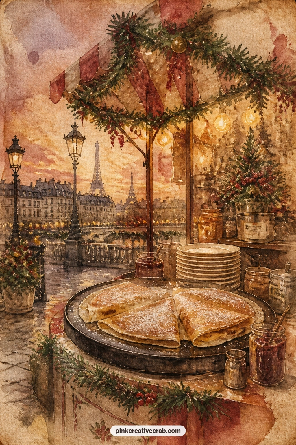 Paris Market With Crepes printable page — Keep this one for five minutes flat, trim it to size, glue the edges, and move straight on, the crepe stall and its