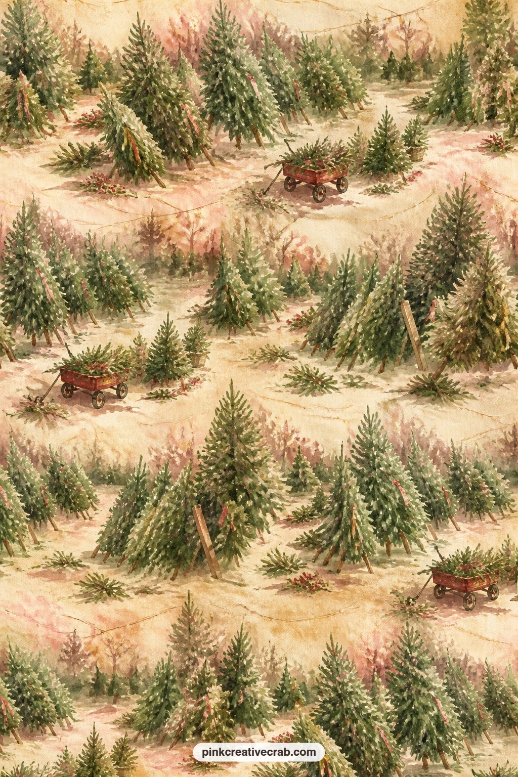 Christmas Tree Market Rows printable page — If you enjoyed the market tree ideas here, the Christmas junk journal ideas collection has more cozy pages to round