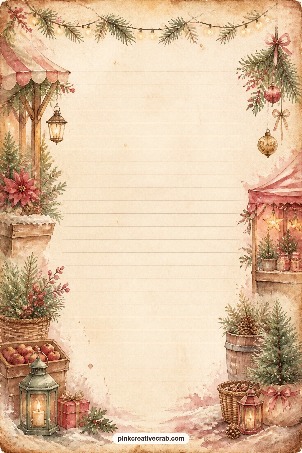 Market Memories Lined Page printable page — Use the lines here for a short gift list from the stalls, a letter to next year's version of the same trip, or