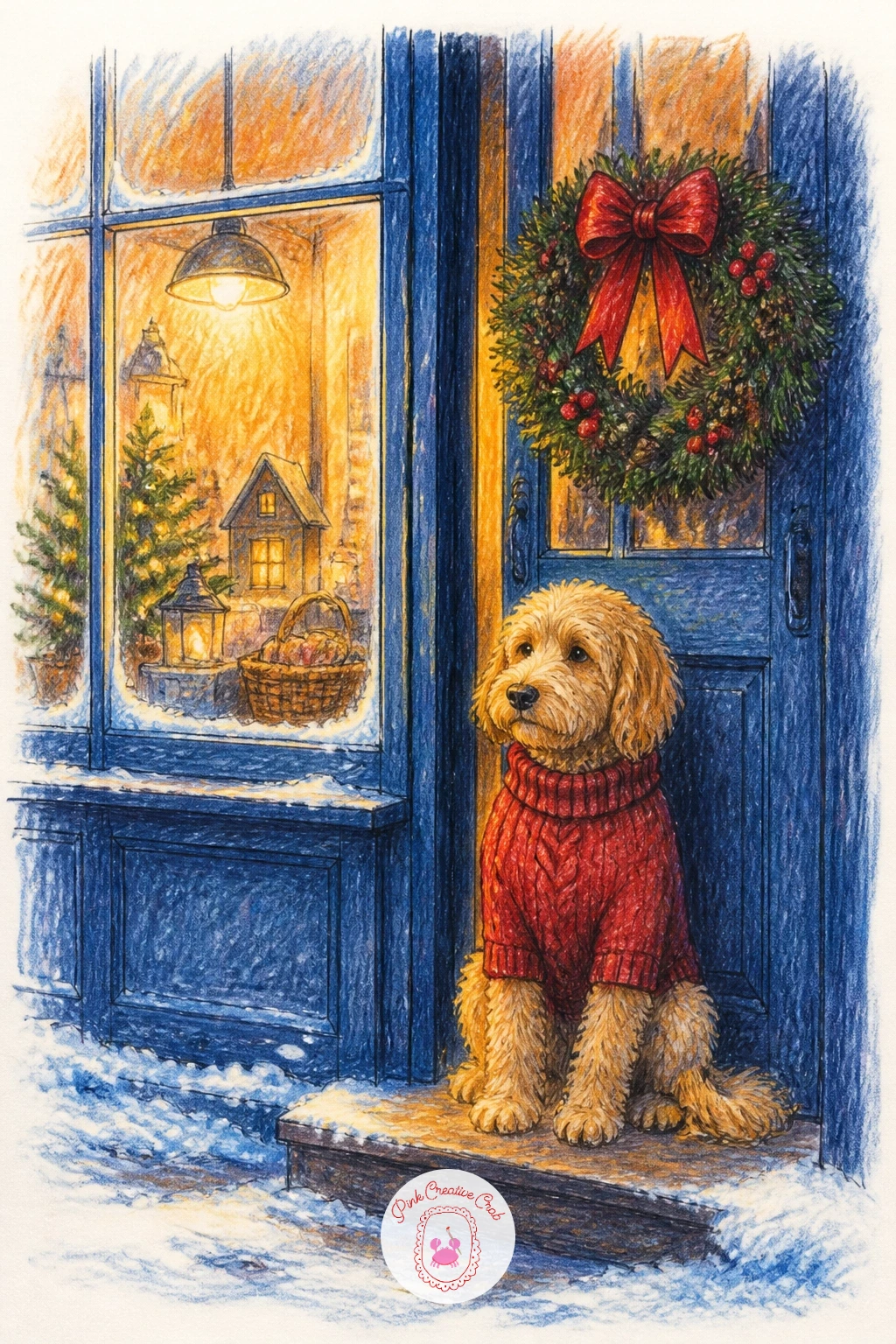 Dog in a Sweater Sitting in a Shop Doorway — Seat the dog squarely in the doorway first, since this subject depends on getting a dog's sitting posture